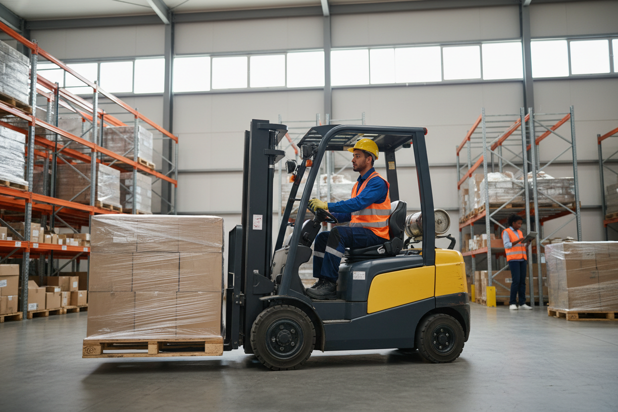 can you show a minority working on a forklift